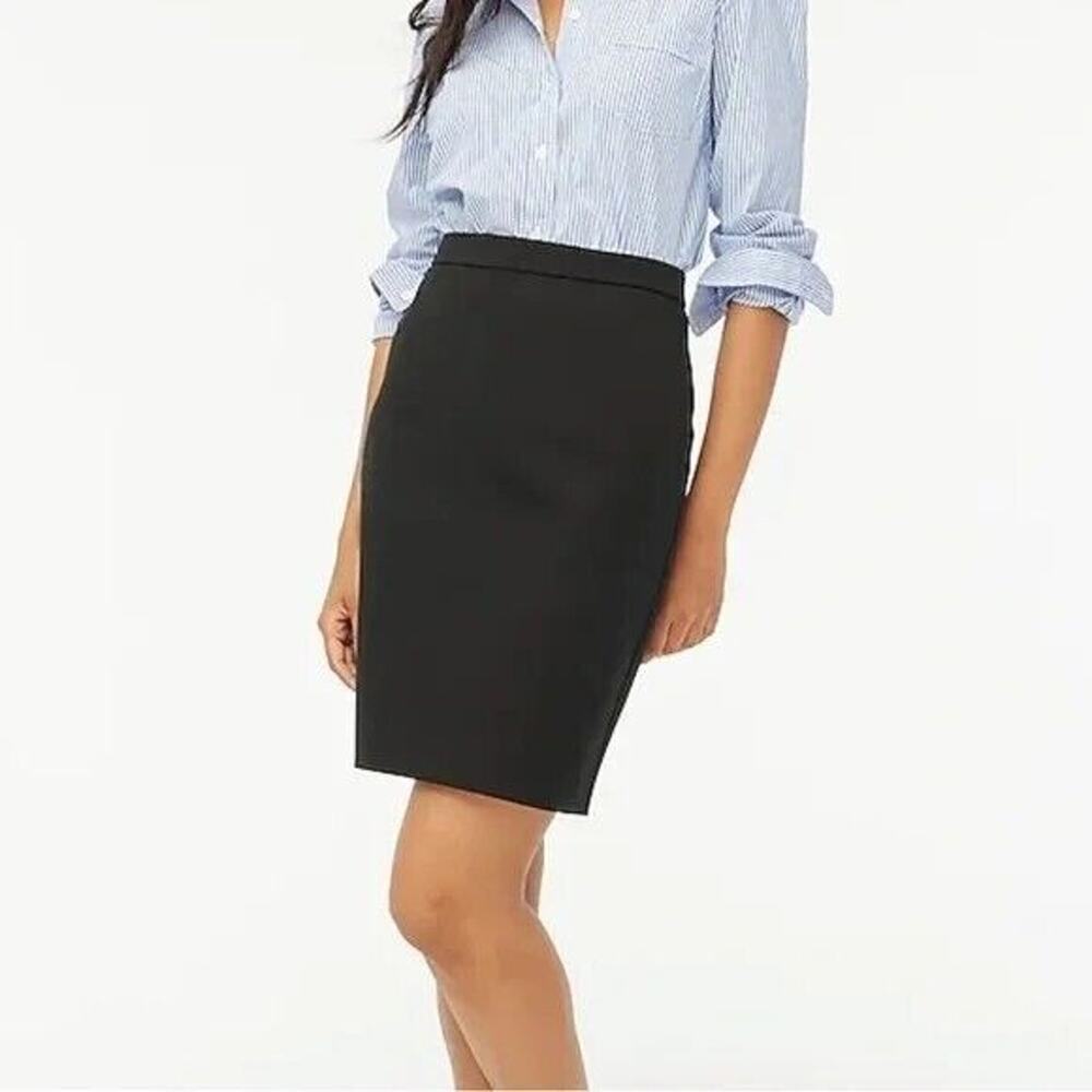 J. Crew Factory Wool Professional Pencil Knee Length Skirt  Back Slit 4 Black
